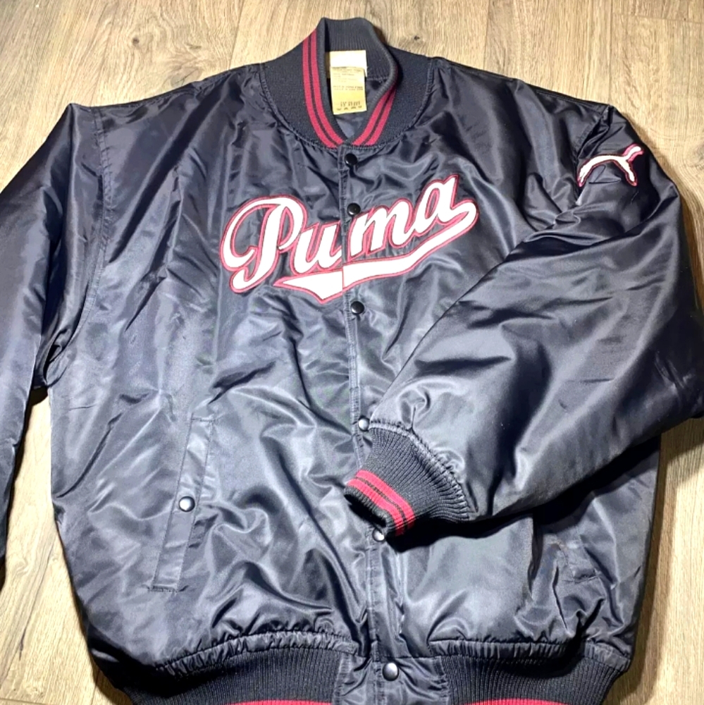 Vintage Puma Varsity Jacket Black/marone size L